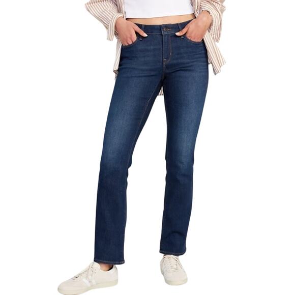 Old Navy Kicker Bootcut Jeans Size 18 Tall Long Blue Dark Wash High Rise Stretch - Picture 1 of 14